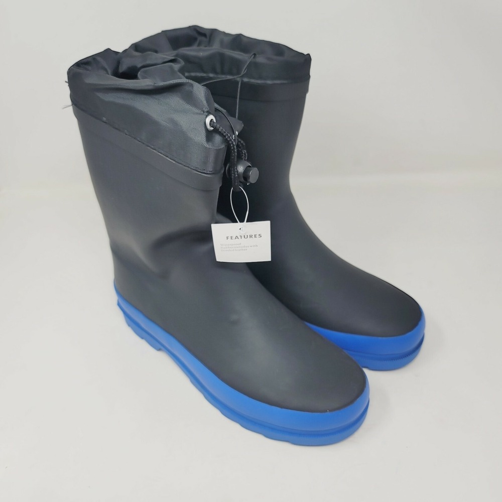 Aleader Womens Rain Boots Black Comfort Bounded Leather Waterproof Rubber Size 5